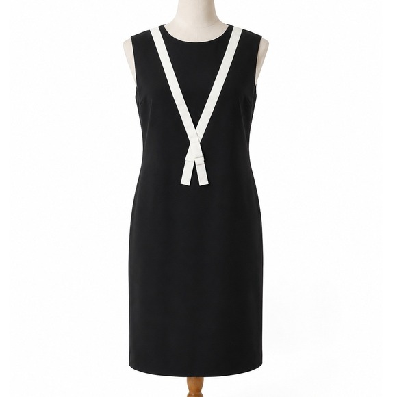 Dodry Dresses & Skirts - Dodry Preppy Shift Dress Womens Black White Ribbon Bow Detail Sleeveless Small
